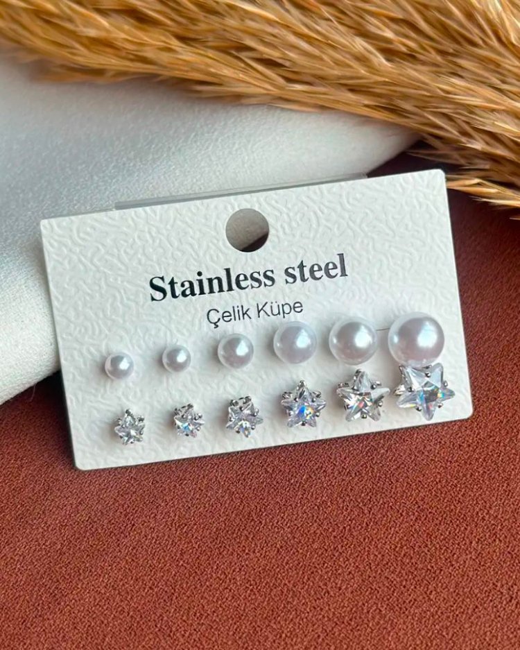 Çelik Silver Küpe Seti