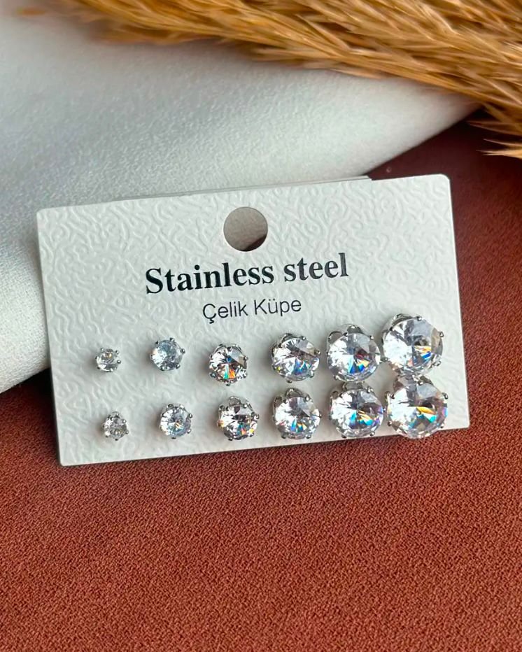 Çelik Silver Küpe Seti