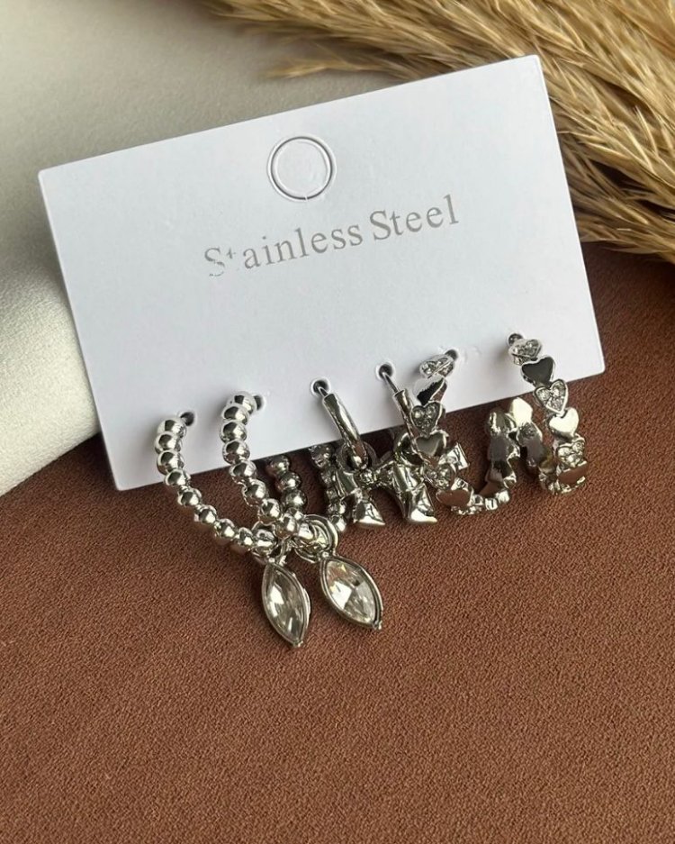 Çelik Silver Küpe Seti 