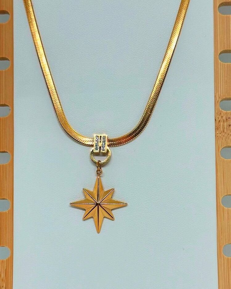 Yıldız çelik gold kolye