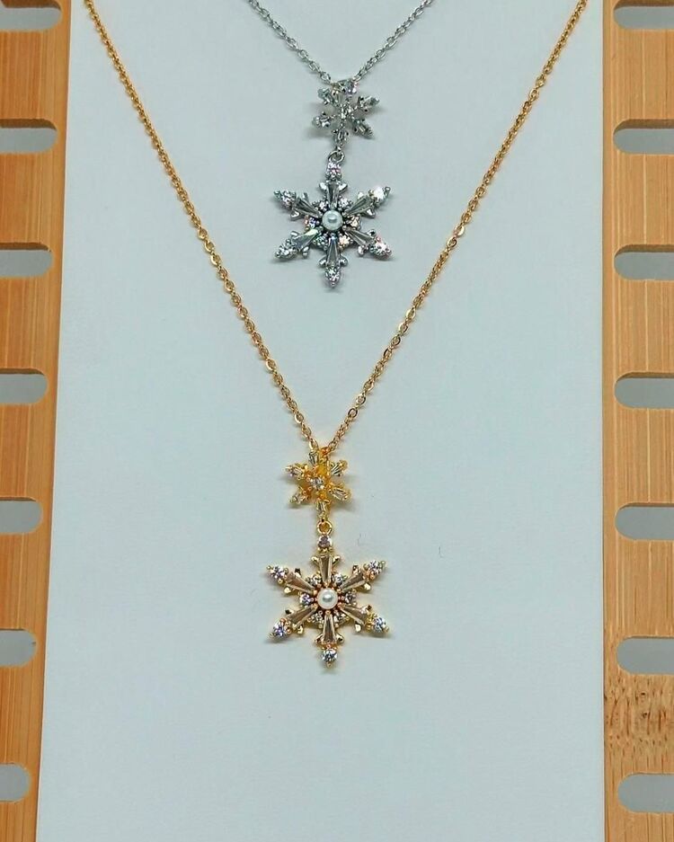 Kar kristali çelik kolye
