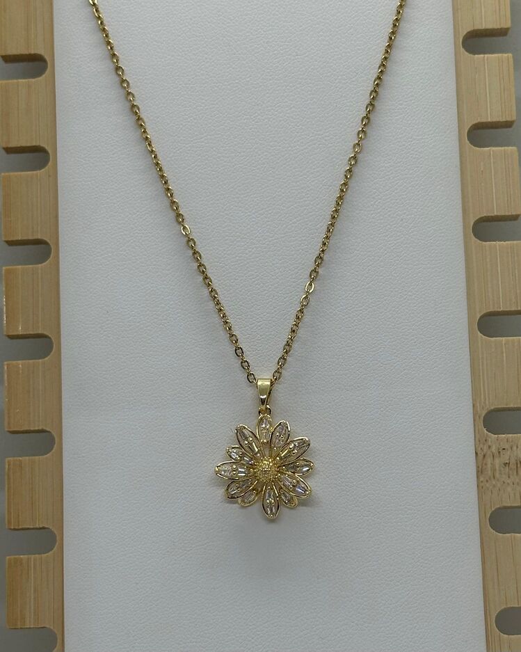 Baget taşlı çelik kolye 