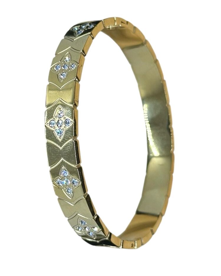 Çelik gold zirkon taşlı kelepçe