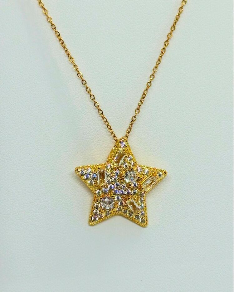Yıldız Çelik Gold Kolye