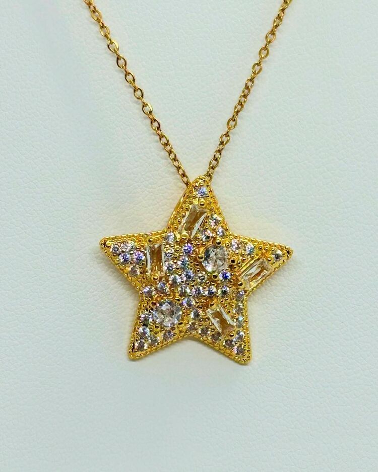 Yıldız Çelik Gold Kolye