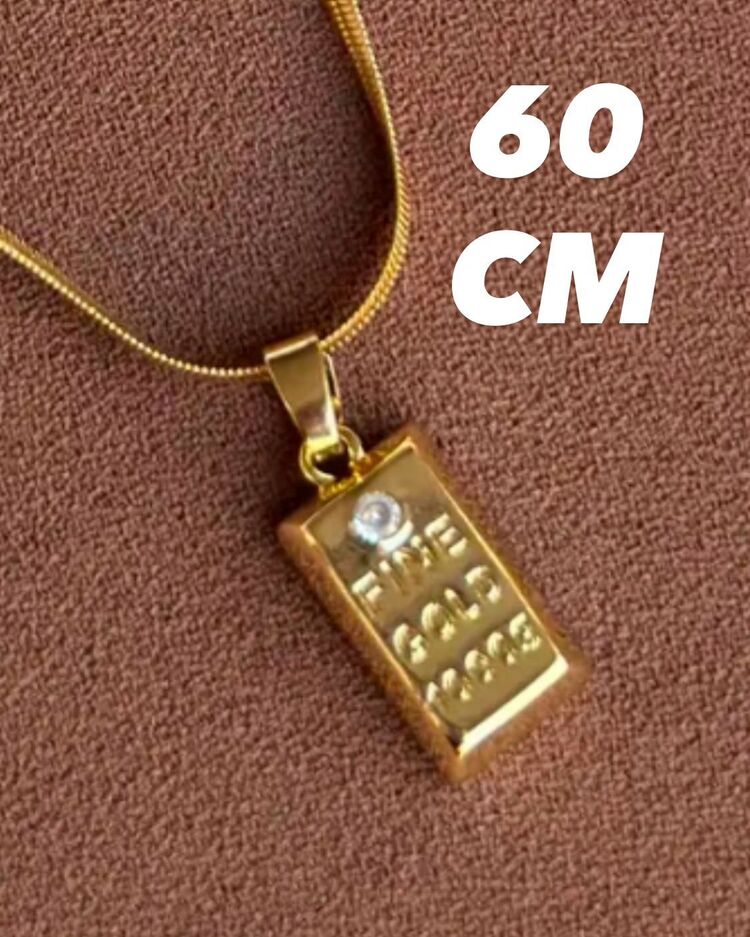 Taşlı Külçe Altın Kolye 60 cm