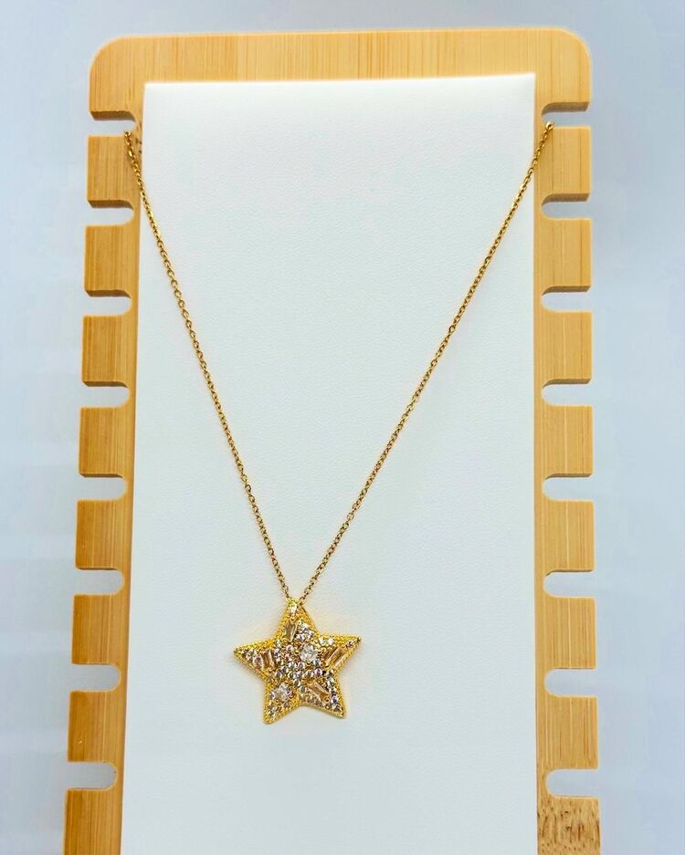 Yıldız Çelik Gold Kolye