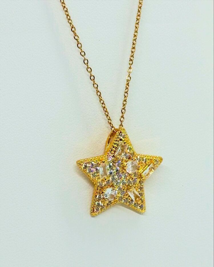 Yıldız Çelik Gold Kolye