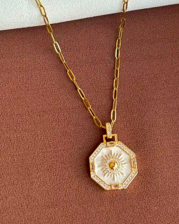 Güneş Çelik Gold Kolye 