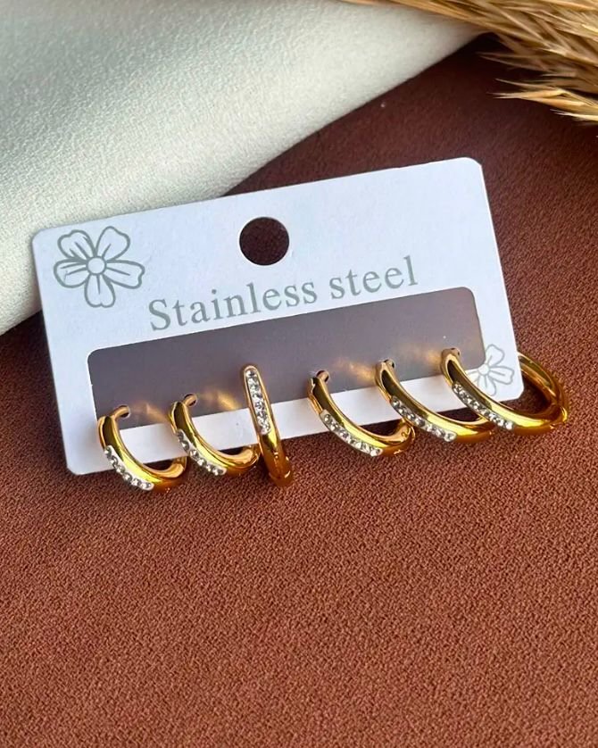 Çelik Gold Küpe Seti