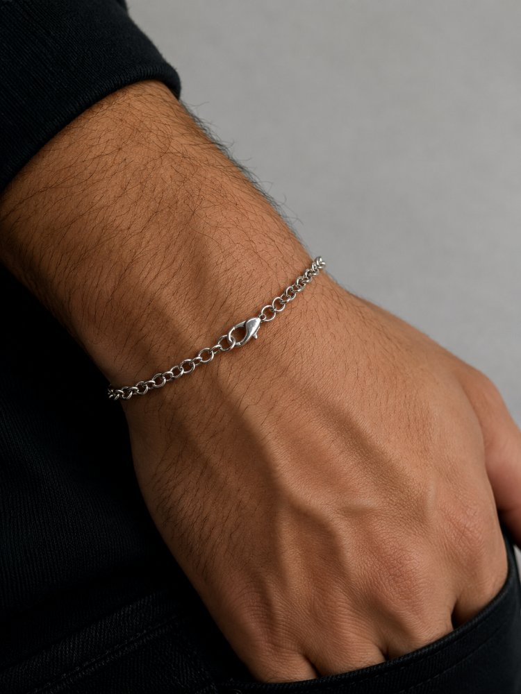 Erkek Silver Zincir Bileklik – Yaz Kombinlerine Uyumlu Minimal Paslanmaz Çelik Bileklik