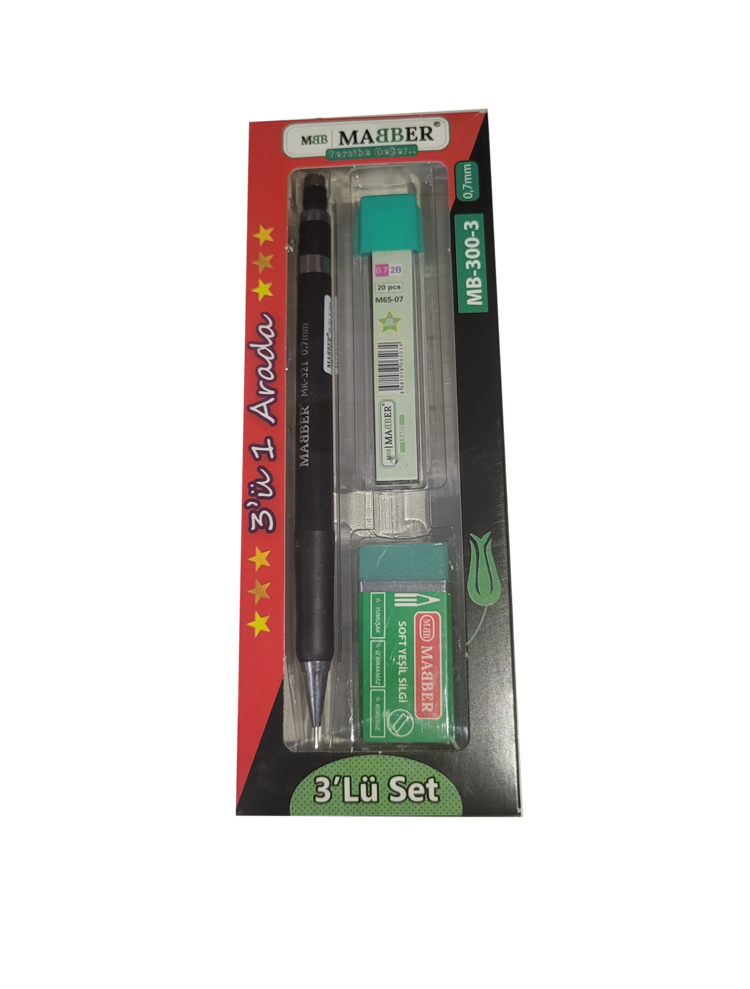 Üçlü Sınav Seti – 0,7 mm (Kalem + Silgi + Uç)