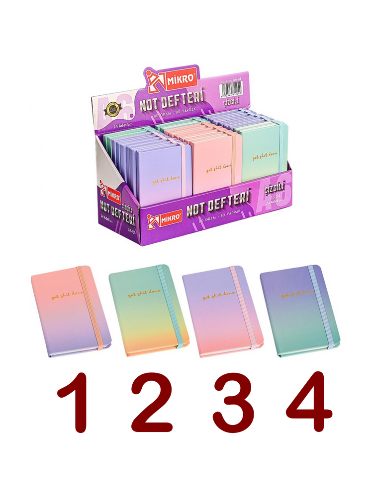Mikro Çizgili Not Defteri – A6 | Kalın Kapak | 80 Yaprak | 80 g/m² | 2’li Set