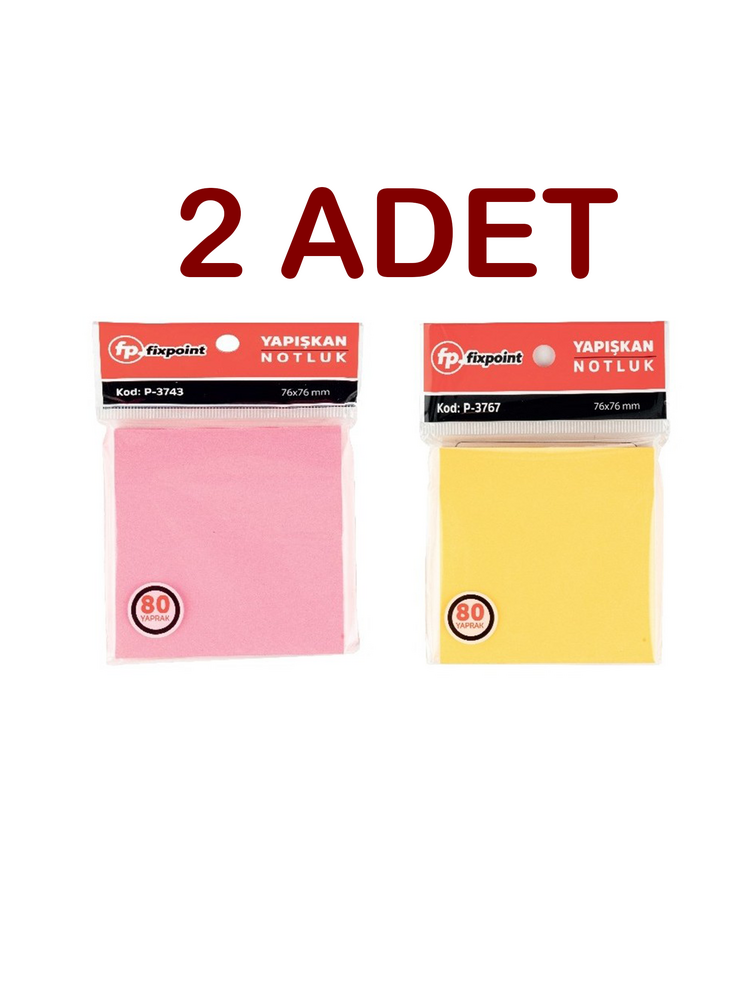 Fixpoint Yapışkanlı Not Kâğıdı – 2’li Set (Pembe & Turuncu)