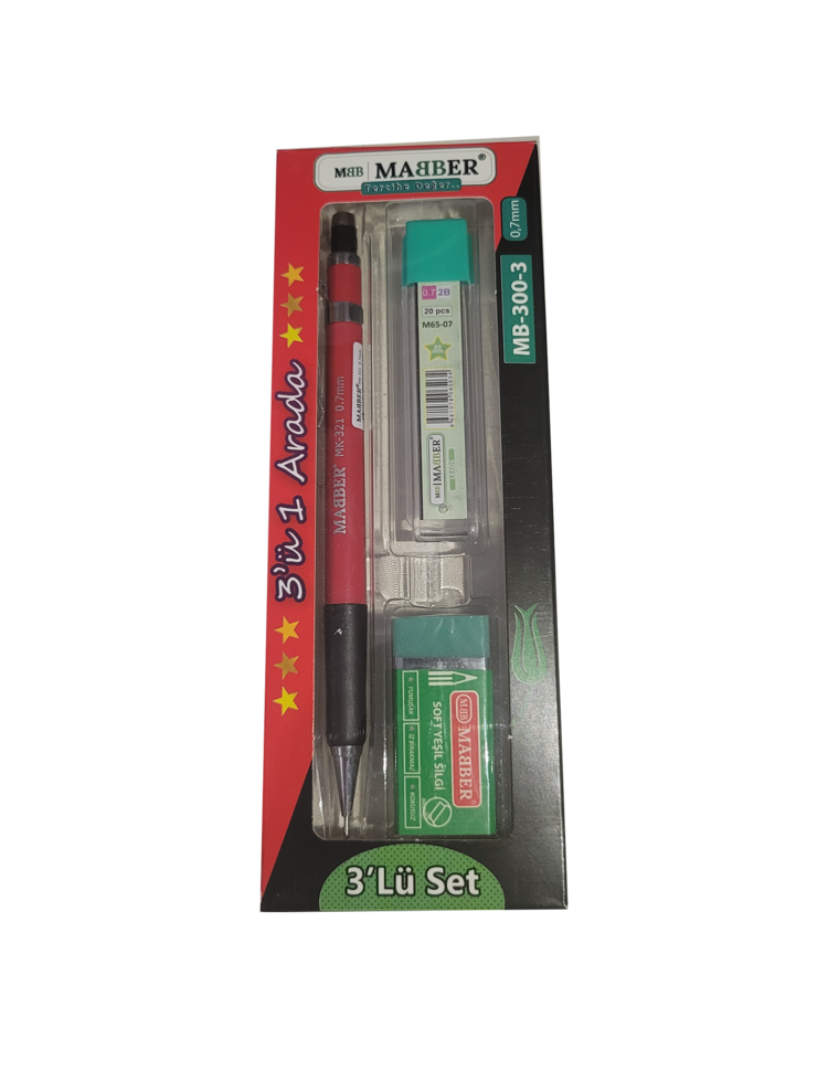 Üçlü Sınav Seti – 0,7 mm (Kalem + Silgi + Uç)
