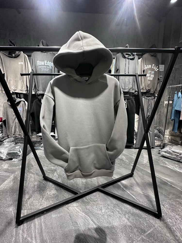 3 iplik Şardonlu Yeni Gri Oversize Hoodie