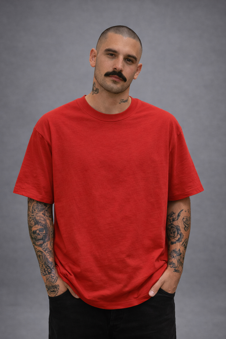Suprem Pamuk Overfit Kırmızı T-Shirt