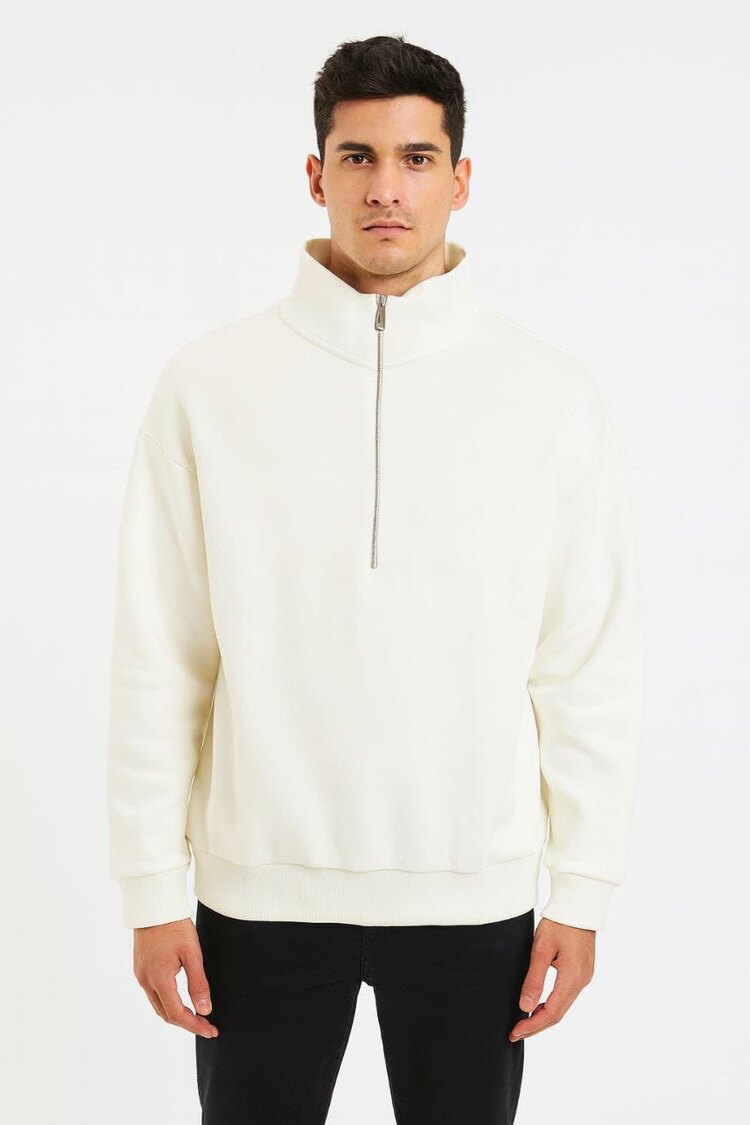 Oversize Yarım Fermuarlı Sweat