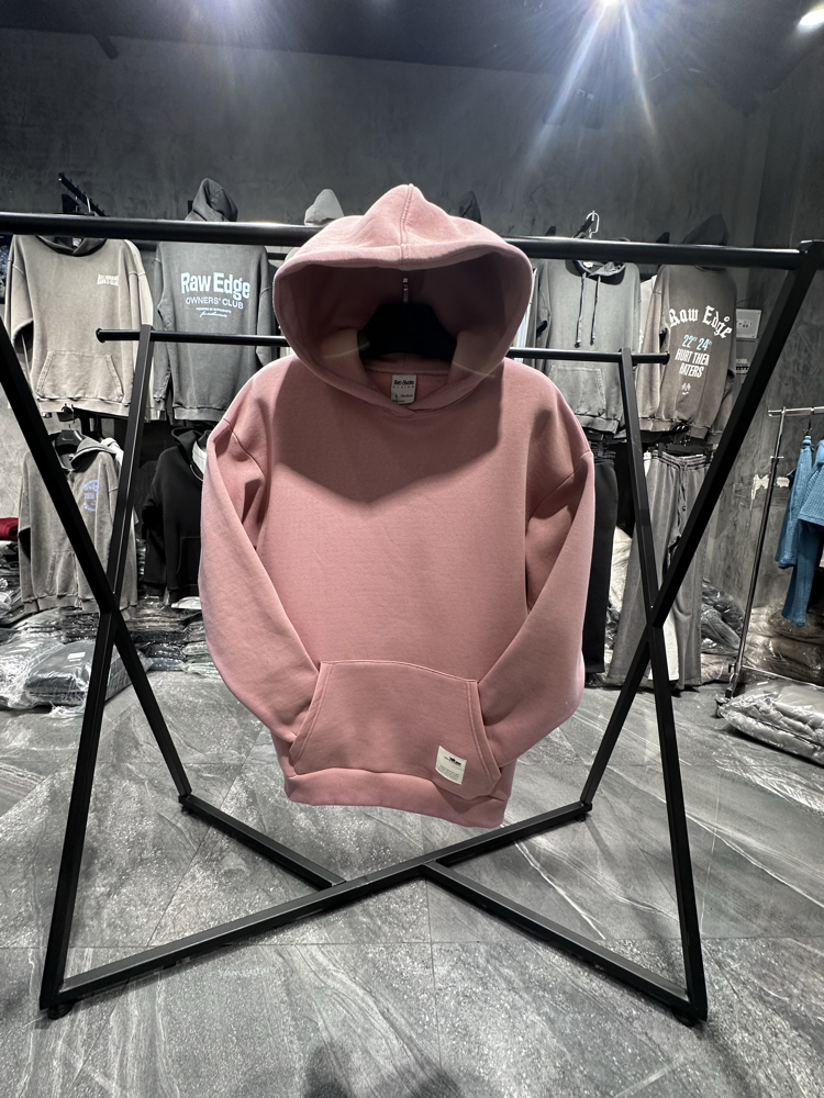 3 iplik Şardonlu Gül Kurusu Oversize Hoodie