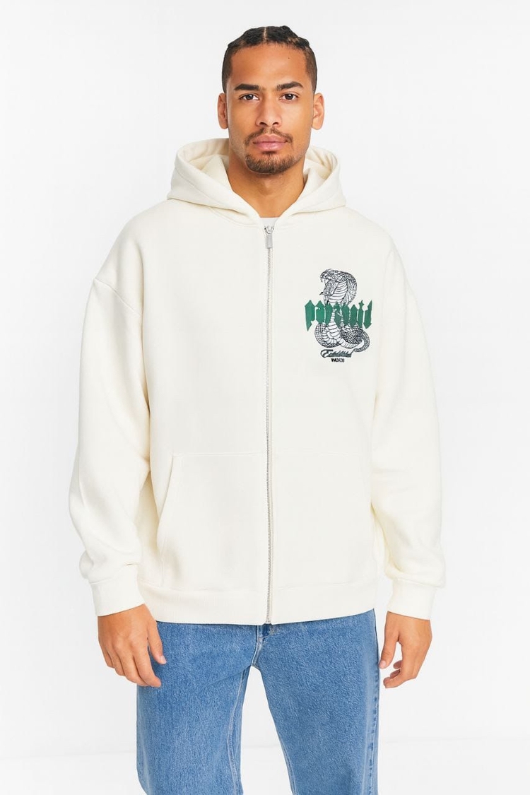 Paranoid Baskılı Fermuarlı Oversize Hoodie