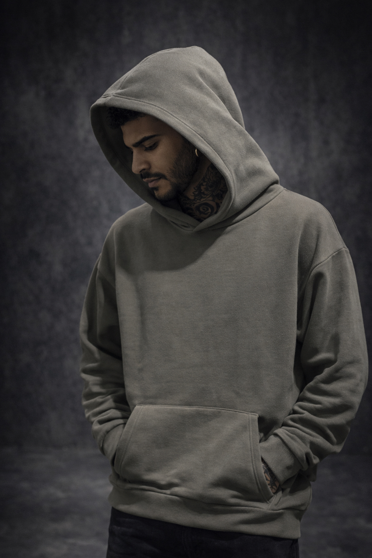 3 iplik Şardonlu Yeni Gri Oversize Hoodie