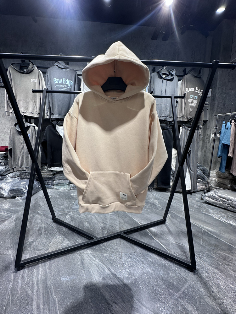 3 iplik Şardonlu Ten Rengi Oversize Hoodie
