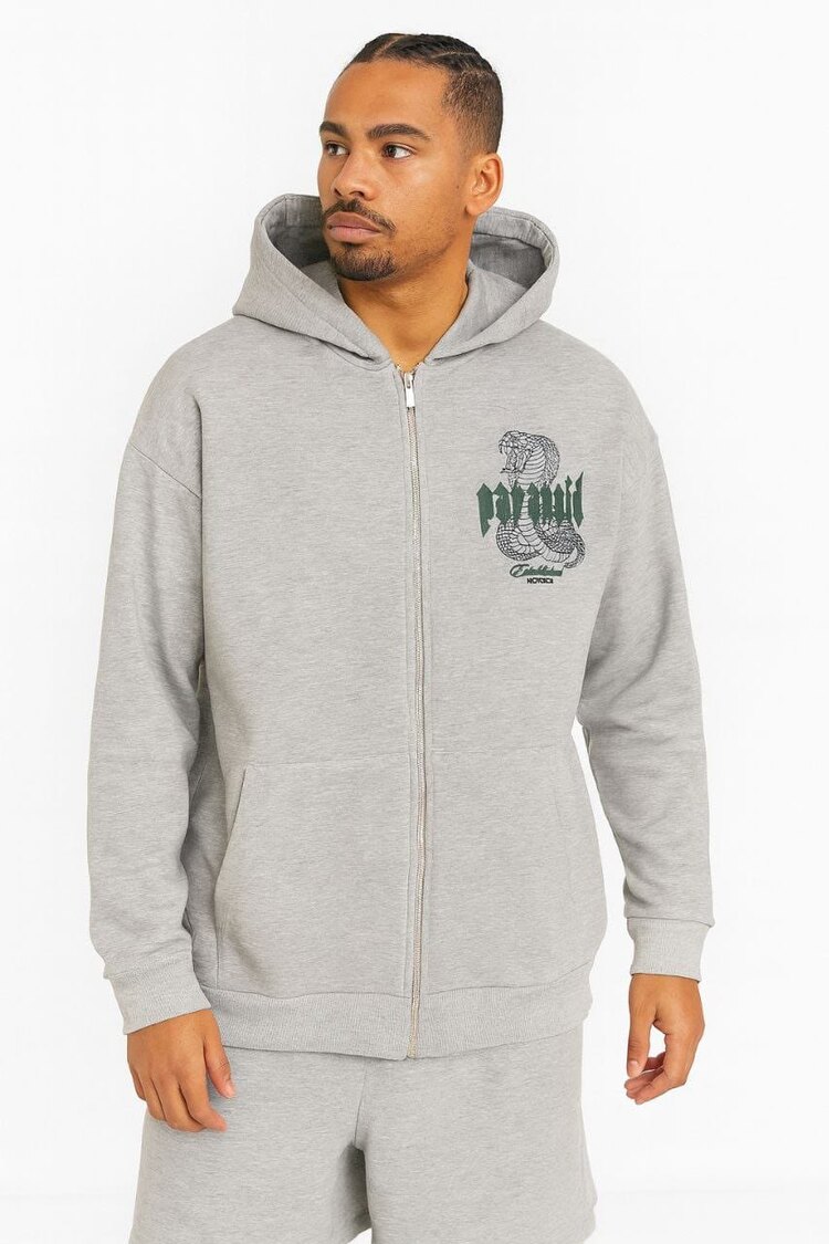 Paranoid Baskılı Fermuarlı Oversize Hoodie