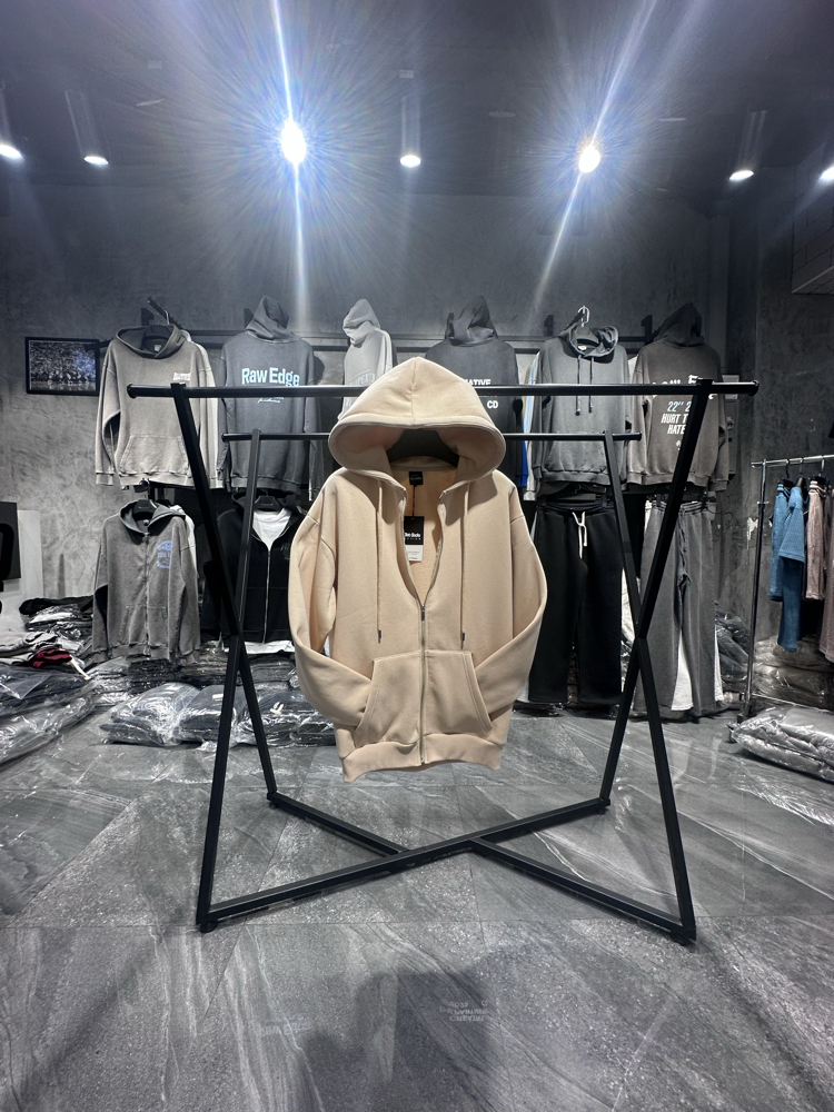 3 iplik Şardonlu Basic Ten Rengi Fermuarlı Sweatshirt