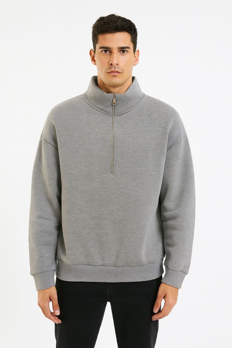 Oversize Yarım Fermuarlı Sweat