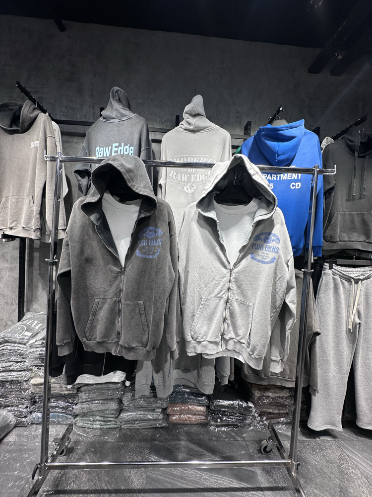 TwoBucks Asid Yıkama Oversize Siyah Fermuarlı Hoodie