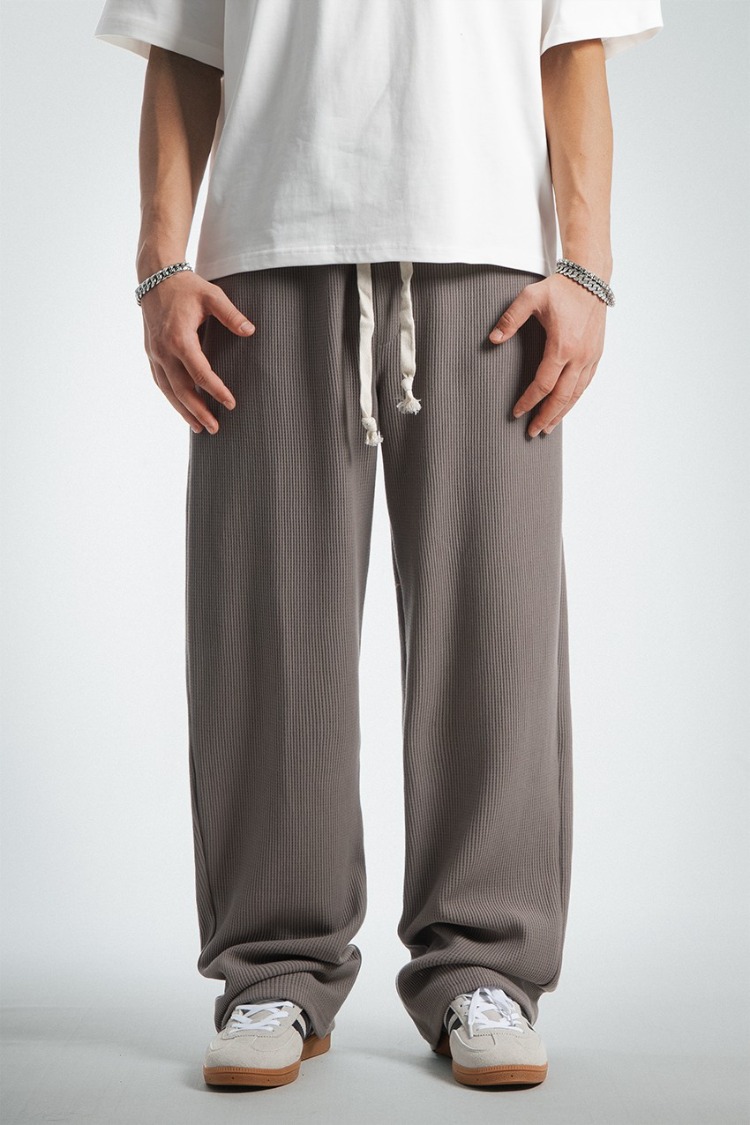 Waffle Kumaş Açık Kahve Baggy Pantalon