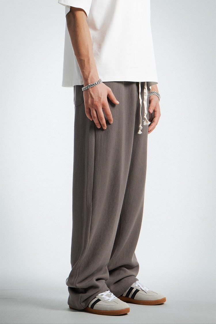 Waffle Kumaş Açık Kahve Baggy Pantalon