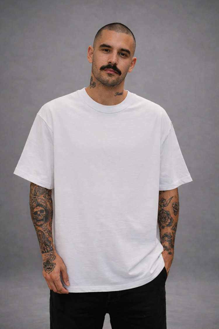 Suprem Pamuk Overfit Beyaz T-Shirt