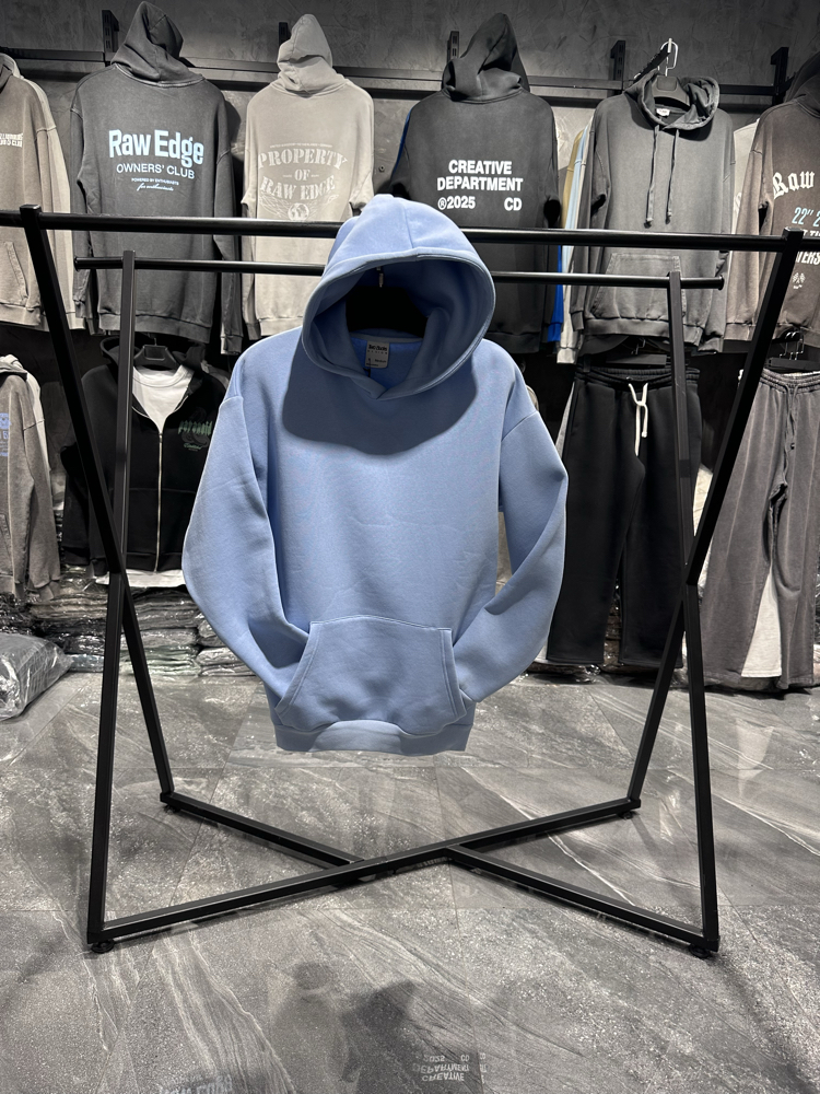3 iplik Şardonlu Bebe Mavi Oversize Hoodie