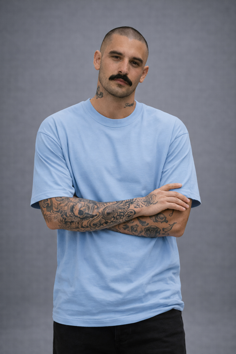 Suprem Pamuk Overfit Mavi T-Shirt