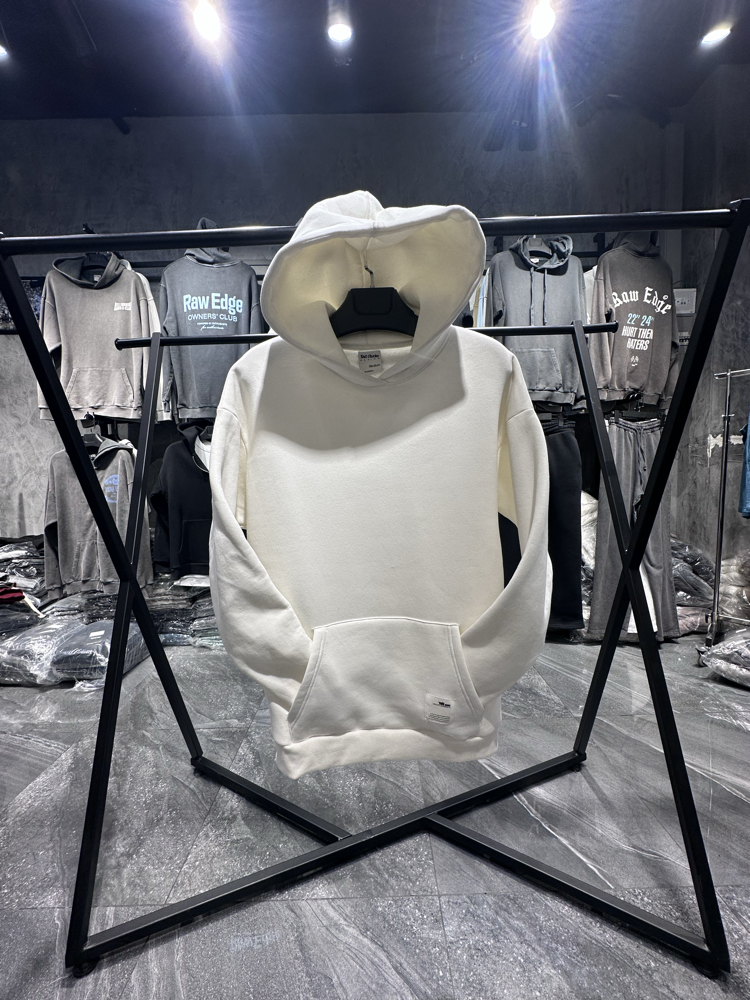 3 iplik Şardonlu Ekru Oversize Hoodie