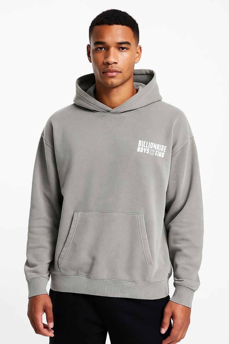 Asit Yıkama Oversize Baskılı Hoodie  