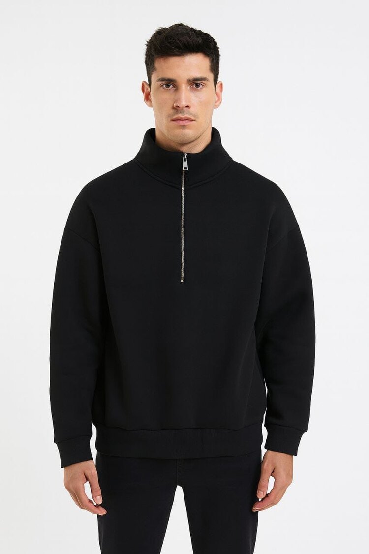 Oversize Yarım Fermuarlı Sweat