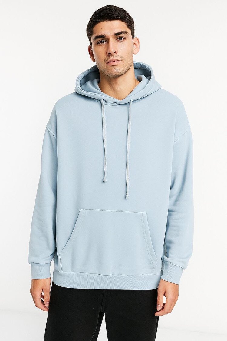 Asit Yıkamalı Basic Oversize Hoodie