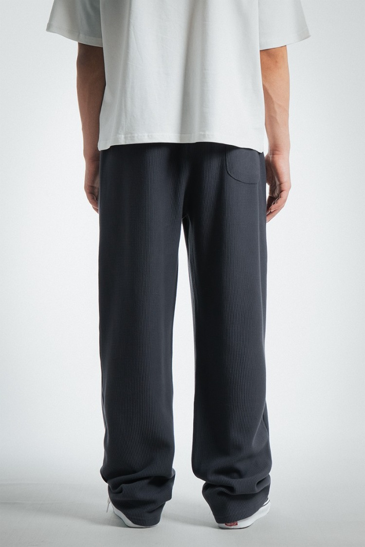 Waffle Kumaş Antrasit Baggy Pantalon