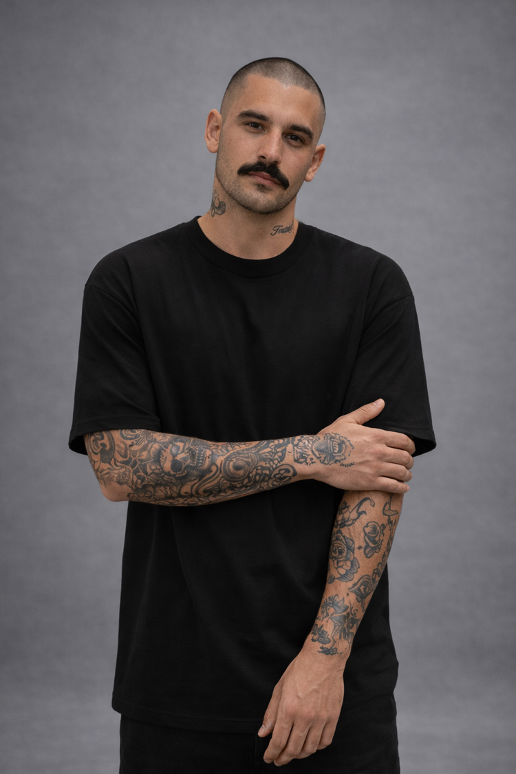 Suprem Pamuk Overfit Siyah T-Shirt