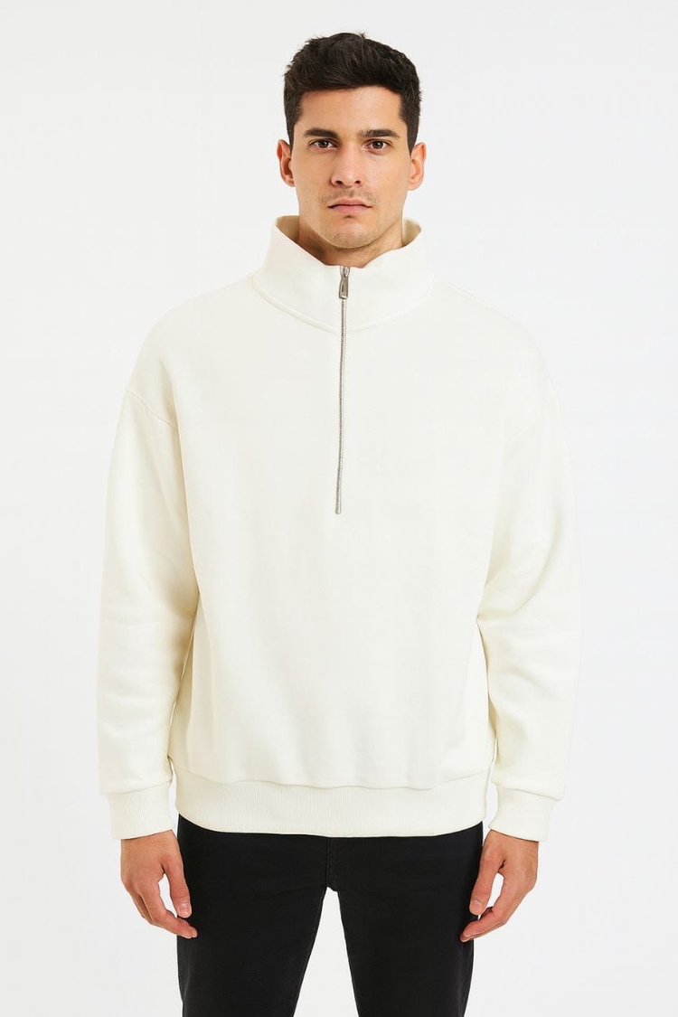 Oversize Yarım Fermuarlı Sweat