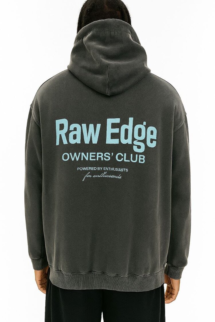 Oversize 3 İplik Asit Yıkamalı Hoodie