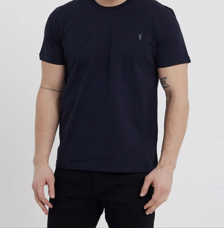 Standart Kalıp Basic Bisiklet Yaka Nakış Detaylı Erkek T-Shirt