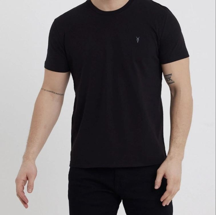 Standart Kalıp Basic Bisiklet Yaka Nakış Detaylı Erkek T-Shirt