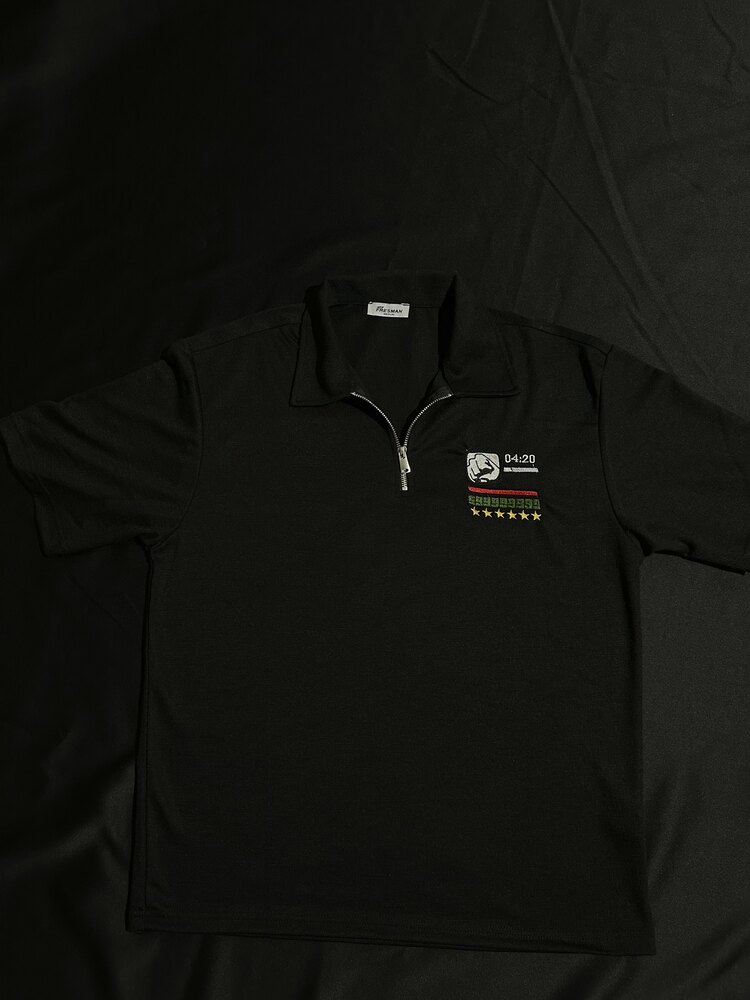 GTA Nakış İşlemeli Fermuarlı Polo Yaka T-shirt