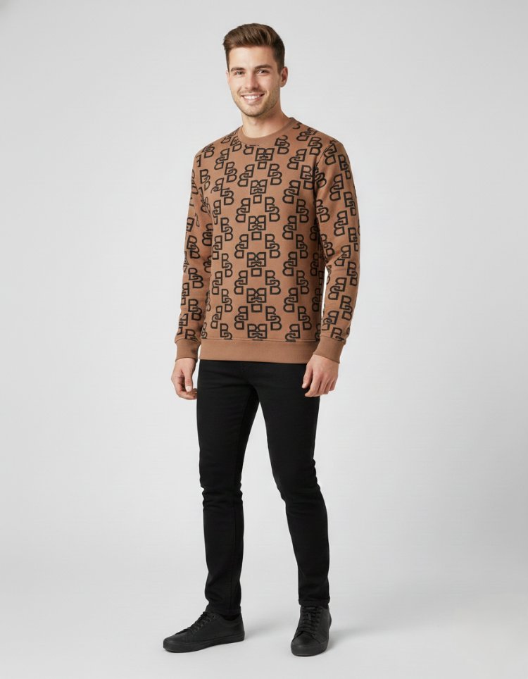 Bershka Unisex Kahverengi Sweatshirt