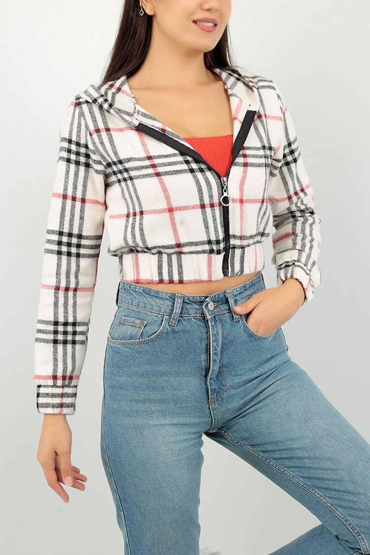 Kapüşonlu Crop Ceket/Sweatshirt