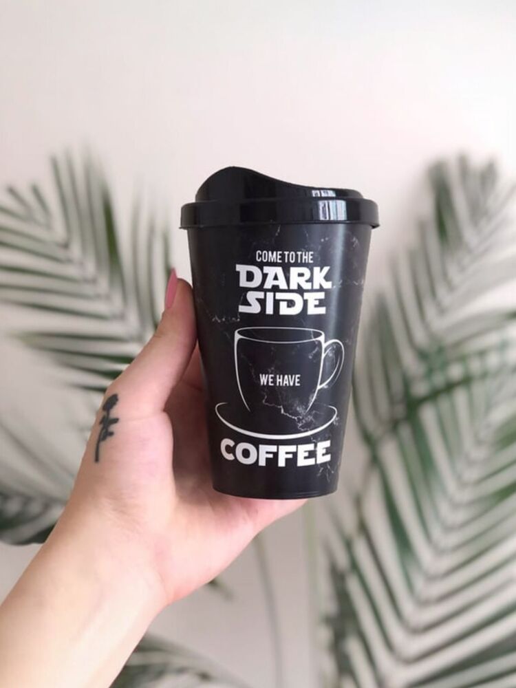 Siyah Kapaklı Dark Side Kahve Bardağı