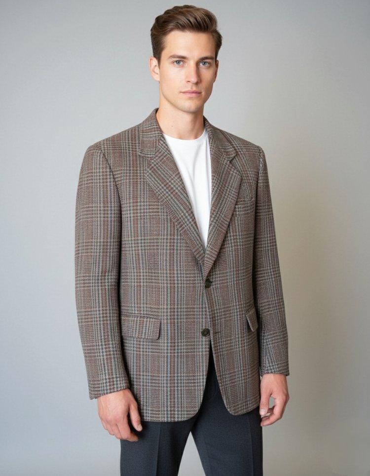 Vintage Çift Düğmeli Blazer Yün Ceket